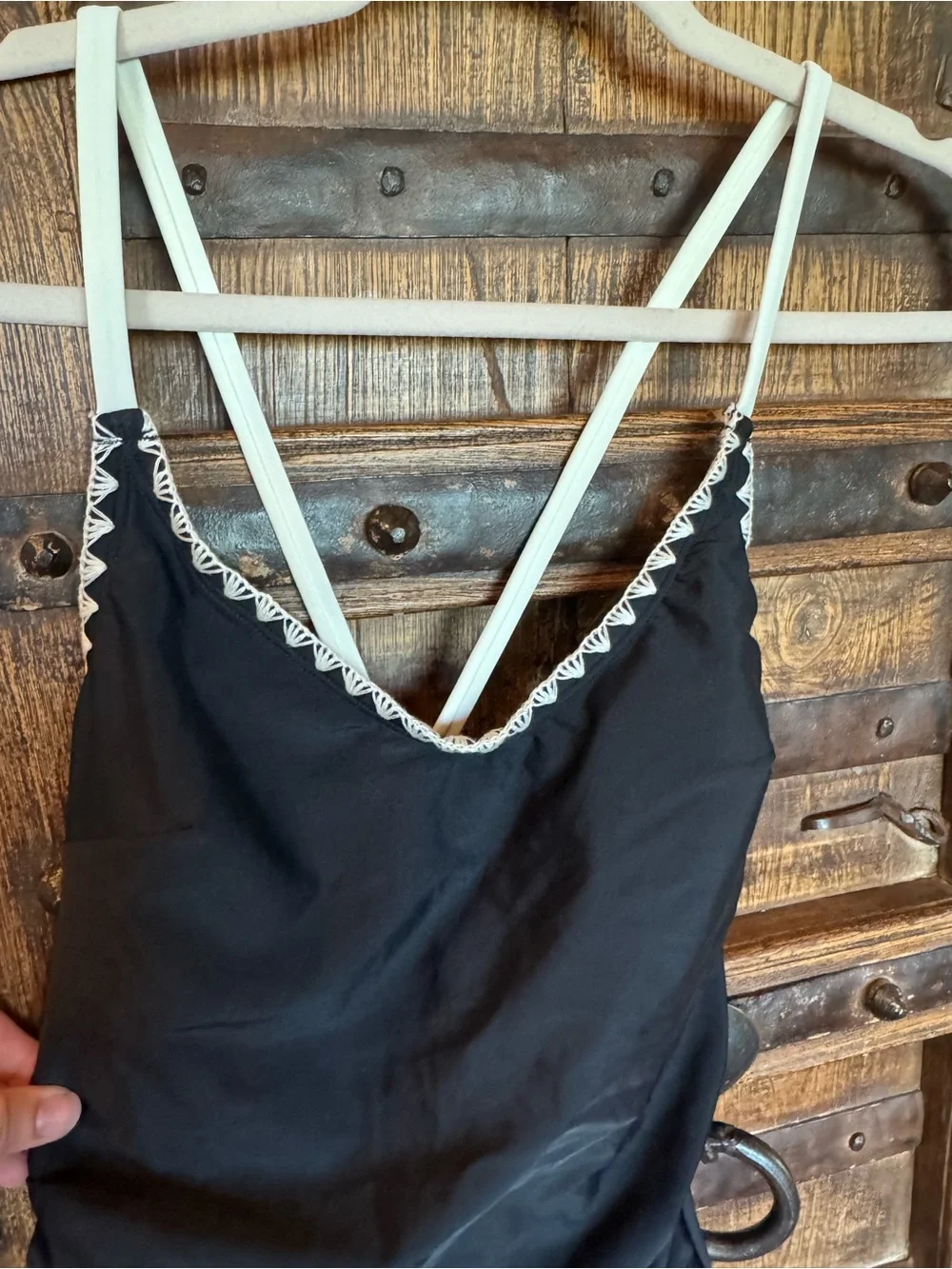 Cupshe Black One-Piece Swimsuit with White Trim